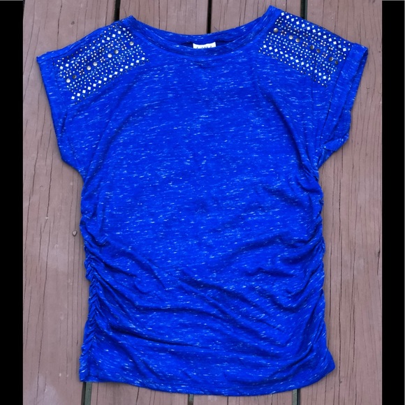 Cato blue tee bedazzled studded sleeves size S/M - Picture 1 of 3